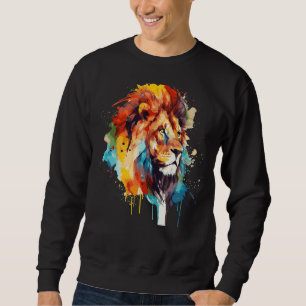Aquarell-Löwe Farbige Safari Afrikanische Tierwelt Sweatshirt