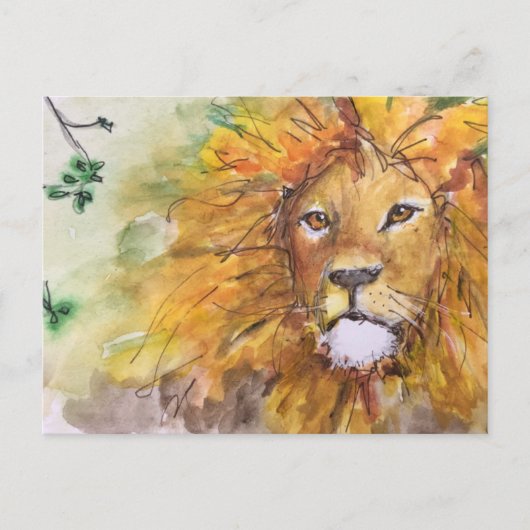 Aquarell-Löwe-Postkarte Postkarte (Vorderseite)