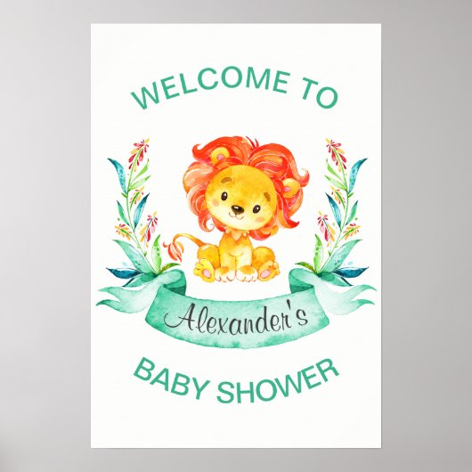 Aquarell Löwenjunge Babydusche Poster (Vorne)