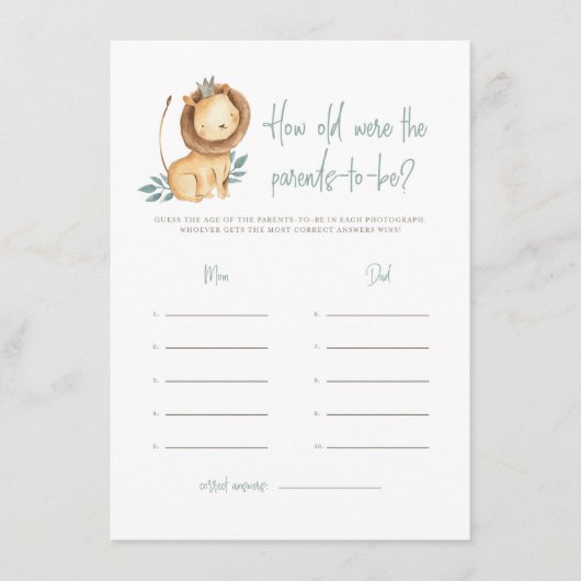 Aquarell Löwenprinz Wie alt waren die Eltern Begleitkarte (Vorderseite)