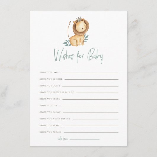 Aquarell Löwenprinz wünscht eine Babykarte Begleitkarte (Vorderseite)