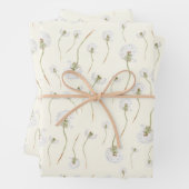 Aquarell-Löwenzahn-Blumen nahtloses Muster Geschenkpapier Set (Beispiel)