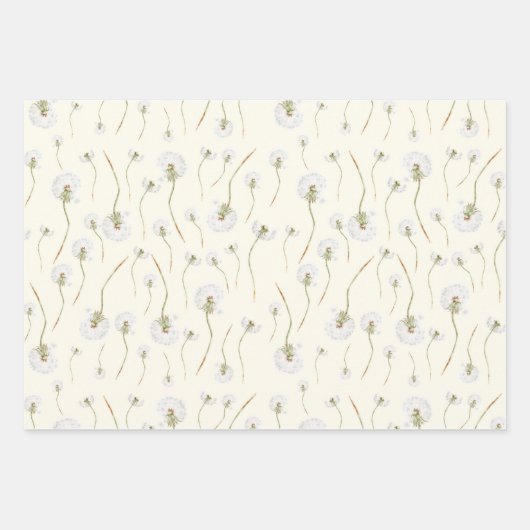 Aquarell-Löwenzahn-Blumen nahtloses Muster Geschenkpapier Set (Vorderseite)
