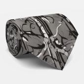 Aquarell Luxus Grau Brown Print Neck Tie Krawatte (Gerollt)