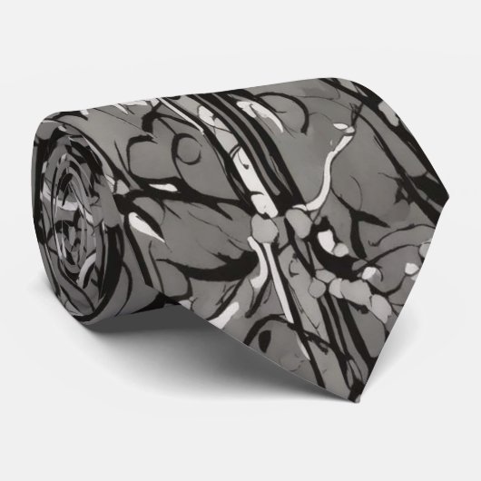 Aquarell Luxus Grau Brown Print Neck Tie Krawatte (Gerollt)