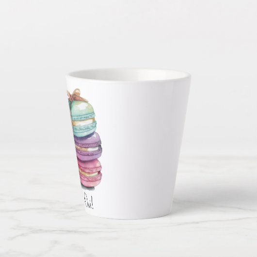 Aquarell Macaron Oui! Latte Tasse (Vorderseite)