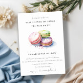 Aquarell Macarons Bäckerei Babydusche Einladung