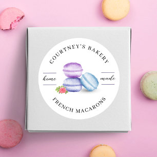 Aquarell Macarons Nachtisch Bäckerei hausgemacht Runder Aufkleber