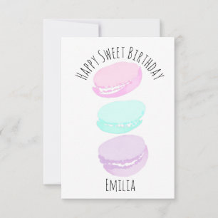 Aquarell-Macarons-Pastell-Fete zum Geburtstag Karte