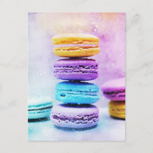 Aquarell Macaroon Lebensmittel Abstrakt Postkarte (Vorderseite)