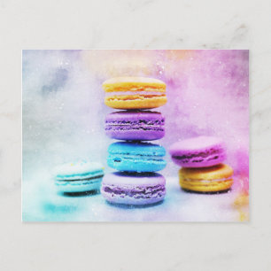 Aquarell Macaroon Lebensmittel Abstrakt Postkarte