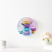 Aquarell Macaroon Lebensmittel Abstrakt Runde Wanduhr (Zuhause)