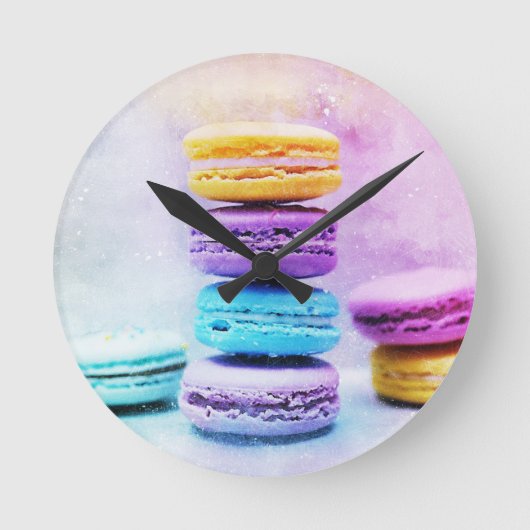 Aquarell Macaroon Lebensmittel Abstrakt Runde Wanduhr (Vorderseite)