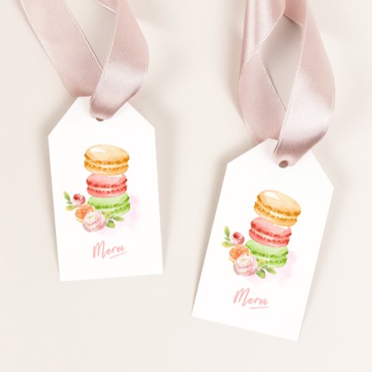 Aquarell Macaroons Babydusche Geschenkanhänger