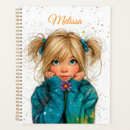 Aquarell-Mädchen Beliebiger Name Planer