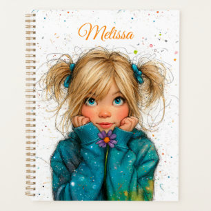 Aquarell-Mädchen Beliebiger Name Planer