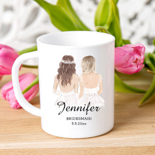 Aquarell Mädchen, Brautjungfer Personalisiert  Kaffeetasse