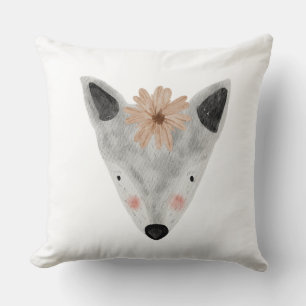 Aquarell-mädchenhaftes Baby-Tier weiß-graues Kinde Kissen