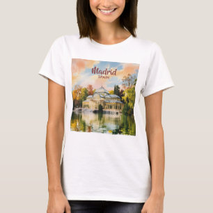 Aquarell Madrid Spanien Reise Stadtansicht Maßgesc T-Shirt
