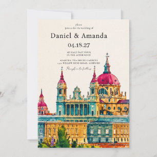 Aquarell Madrid Spanien Zielhochzeit Einladung