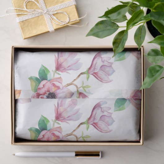 Aquarell-Magnolie Seidenpapier (Geschenk)