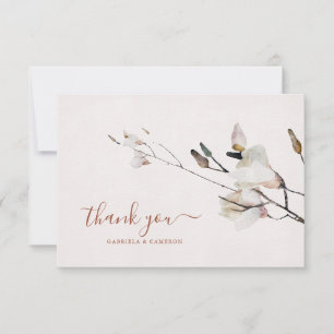 Aquarell-Magnolie Terrakotta Dankeskarte