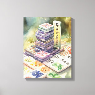 Aquarell-Mahjong-Kunst Leinwanddruck