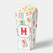 Aquarell Mahjong Rot & Grün Weihnachten  Monogramm