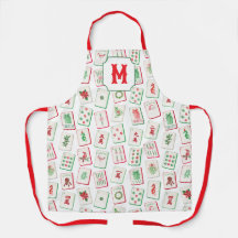 Aquarell-Mahjong-Weihnachtsfliesen-Monogramm