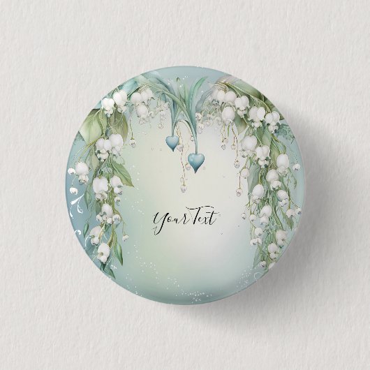 Aquarell-Maiglöckchen-Knopf Button (Vorderseite)