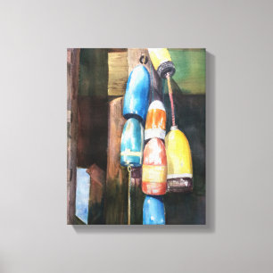Aquarell Maine Lobster Buoy Coastal Canvas Printwe Leinwanddruck