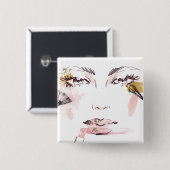 Aquarell-Make-upgesicht Button (Vorne & Hinten)