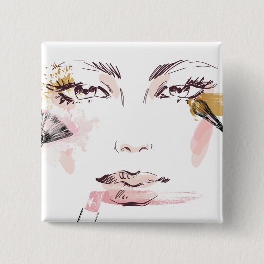 Aquarell-Make-upgesicht Button (Vorderseite)
