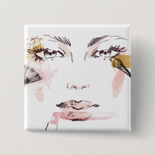 Aquarell-Make-upgesicht Button