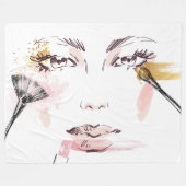Aquarell-Make-upgesicht Fleecedecke (Vorderseite (Horizontal))