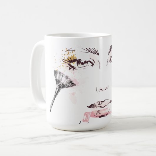 Aquarell-Make-upgesicht Kaffeetasse (Vorderseite Links)