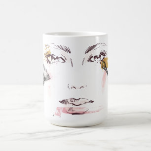 Aquarell-Make-upgesicht Kaffeetasse