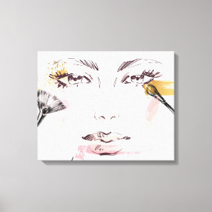 Aquarell-Make-upgesicht Leinwanddruck