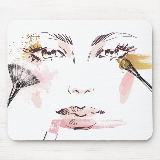 Aquarell-Make-upgesicht Mousepad (Vorne)