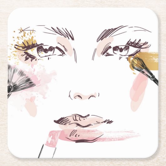 Aquarell-Make-upgesicht Rechteckiger Pappuntersetzer (Vorderseite)