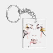 Aquarell-Make-upgesicht Schlüsselanhänger (Vorderseite links)