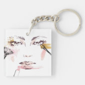 Aquarell-Make-upgesicht Schlüsselanhänger (Rückseite)