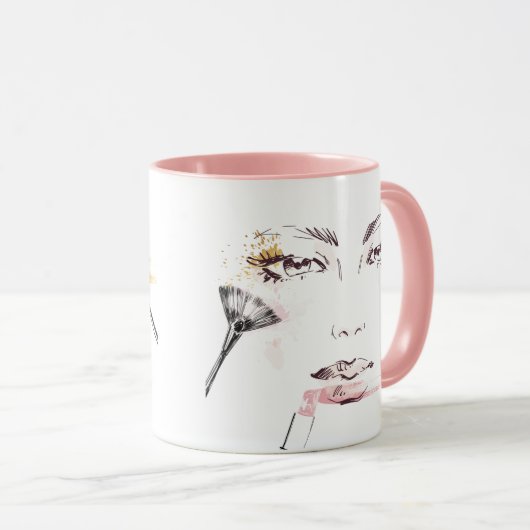 Aquarell-Make-upgesicht Tasse (VorderseiteRechts)