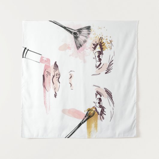 Aquarell-Make-upgesicht Wandteppich (Vorderseite (Horizontal))