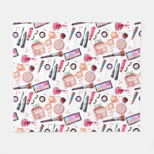 Aquarell-Make-upmuster Fleecedecke (Vorderseite (Horizontal))