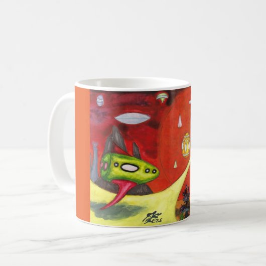 Aquarell-Malerei Science-Fiction-Dimension-Kunst Kaffeetasse (Vorderseite Links)
