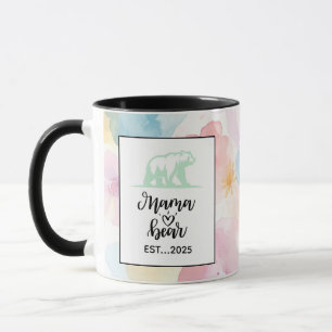 Aquarell-Mama-Bär-Tassendesign mit Blumenmotiv Tasse