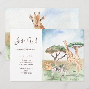 Aquarell-Mama-und-Baby-afrikanische-Tiere-Party Einladung