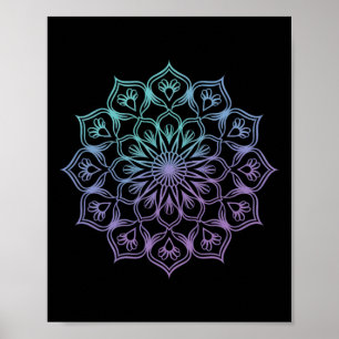 Aquarell-Mandala Heilige fraktale Geometrie Kunst  Poster