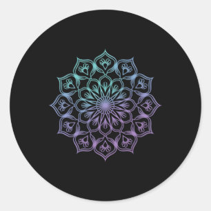 Aquarell-Mandala Heilige Fraktale Geometrie Kunst  Runder Aufkleber